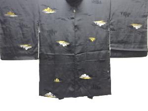 大正ロマン　樹木に霞模様織出し一ツ紋羽織